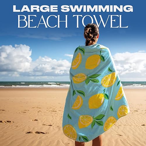 DREAMSCENE Mikrofaser-Strandtuch, Blaue Zitrone, Badehandtücher für Erwachsene, superschnell trocknendes Handtuch, Pool, Fitnessstudio, Sommer, Strand, Urlaub, 71 cm x 152 cm - Ruaus