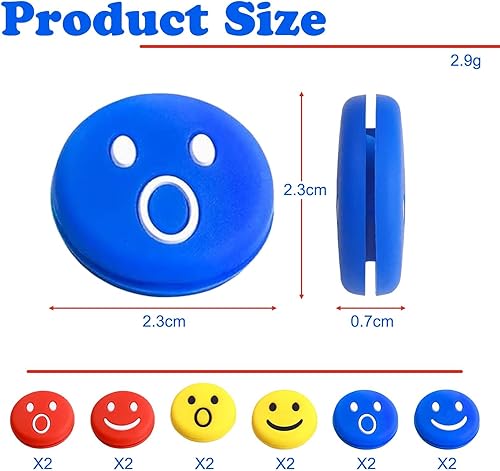 SNONESIY 12 Stück Tennis Dämpfer Lustig,Tennis-Vibrationsdämpfer,Tennis Zubehör,Elastisches Silikonmaterial,Interessantes Ausdrucksdesign,Effektive Stoßdämpfung,Geeignet für Tennisschläger - Ruaus