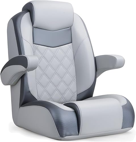 Steuerstuhl Bootssitz Steuersitz Bootsstuhl mit Armlehne Schalensitz mit Marine-Kunstleder grau/Carbon Look - Ruaus