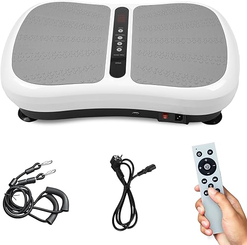 Power Plate Vibrationsplatte, Rüttelplatte Sport Fitnessgeräte für Zuhause, Bluetooth Lautsprecher, 99 Intensitätsstufen, 5 Trainingsprogrammes, Ganzkörpertraining, Muskelaufbau - Ruaus