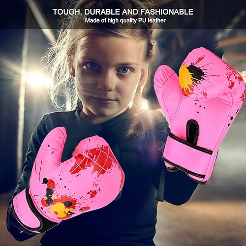 Kinder Boxhandschuhe 3-12 Jahre Kids Punching Handschuhe, Mini Box-Handschuhe Junior für Jungen & Mädchen, Training Gloves für Boxen, MMA, Muay Thai, Kickboxen, Boxsack Training, Rosa - Ruaus