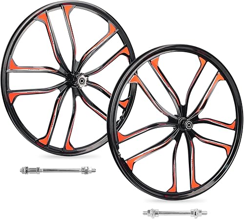 MEGHNA Fahrrad-Radsatz, 10 Speichen, leichtes Aluminium, 61/26 Zoll, integriertes Rad, kompatibel mit 6 Schrauben, Scheibenbremse, 7-12-Gang-Gewinde, Freilaufnabe für Mountainbike, Kinderfahrrad - Ruaus