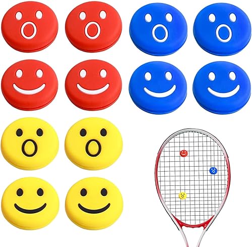 SNONESIY 12 Stück Tennis Dämpfer Lustig,Tennis-Vibrationsdämpfer,Tennis Zubehör,Elastisches Silikonmaterial,Interessantes Ausdrucksdesign,Effektive Stoßdämpfung,Geeignet für Tennisschläger - Ruaus