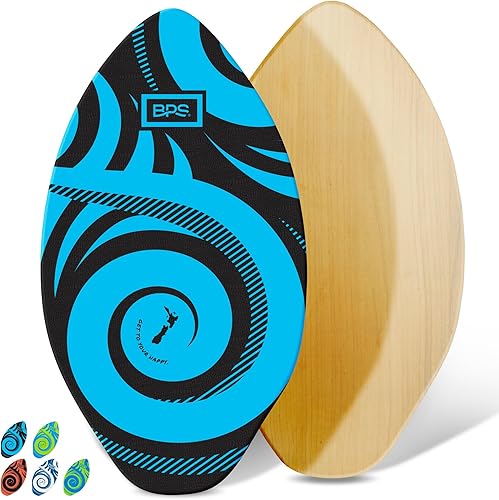 BPS New Zealand 'Koru' Skimboard mit farbigem Eva-Griffpolster und hochglänzendem Klarlack aus Holz für Kinder und Erwachsene, wählen Sie aus 3 Größen und Farbe des Traktionspads - Ruaus