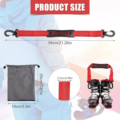 lasuroa 2stk Skischuh-Tragegurte mit Aufbewahrungstasche, Tragbare Ski-Tragegurte Rucksackgurte Ski-Schulterschlinge Skitasche Schultergurt Skate-Leine Rollschuh-Leine Ski-Zubehör - Ruaus