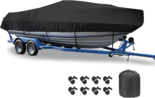 LDIW Persenning Bootspersenning 420D Wasserdicht Bootsabdeckung Staub Schutz Bootsplane, für Yacht Schnellboot Runabout Fisch-Ski,Grau,21~24FT: 732X300cm - Ruaus