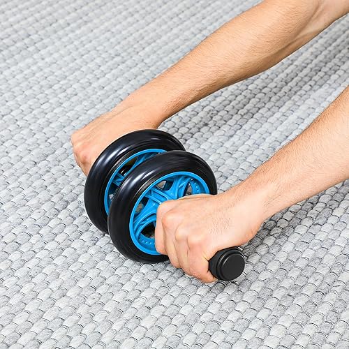 SONGMICS Bauchroller, Bauchtrainer ab Roller, bauchmuskeltrainer ab Wheel Set, mit Kniematte, für Fitness - Ruaus