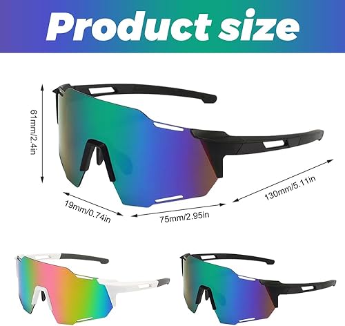 XEERUN Sonnenbrille Fahrradbrille, 2 Stück Sport Sonnenbrille Herren Damen, Polarisierte Sonnenbrille Sportbrille, UV400 Schutz Schutzbrille Schnelle Brille Sport Laufbrill für Outdooraktivitäten - Ruaus