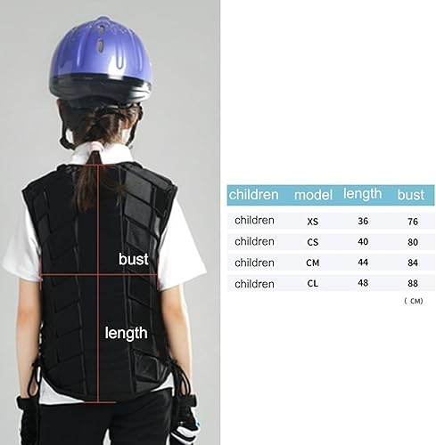 Harilla Reitweste, Stoßdämpfungsschutz, Verstellbarer Riemen, Weste, Schutzweste für Kinder (schwarz) - Ruaus