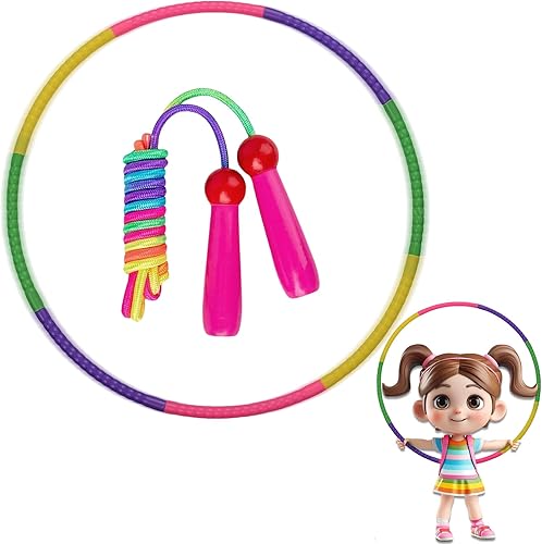 2 Stück Passend Hula Hoop Reifen Kinder 4 Jahre, Abnehmbar Einstellbar für Springseil Kinder 8 Jahre, Fitnessgeräte für Jungen Und Mädchen Ab 4 Jahren Geeignet Geburtstags Und Feiertagsgeschenke - Ruaus