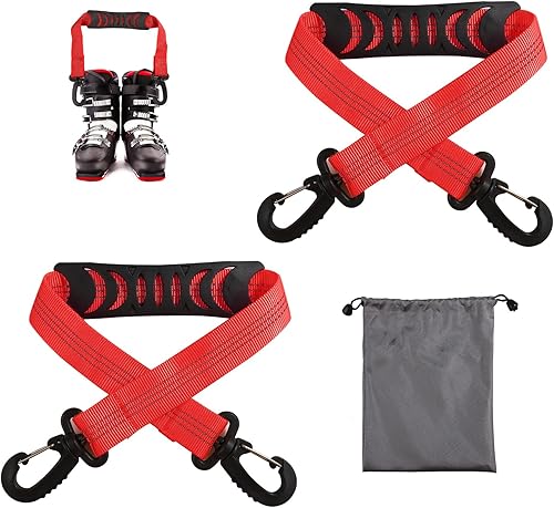 lasuroa 2stk Skischuh-Tragegurte mit Aufbewahrungstasche, Tragbare Ski-Tragegurte Rucksackgurte Ski-Schulterschlinge Skitasche Schultergurt Skate-Leine Rollschuh-Leine Ski-Zubehör - Ruaus