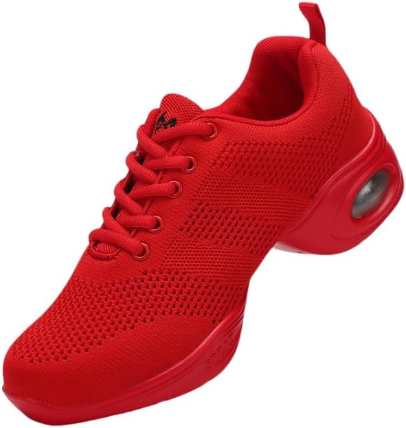 Jazzschuhe Damen Lace Up Tanzsneaker Damen Geteilte Sohle Luftkissen Moderne Tanzschuhe Plattform Pumps Blockabsatz - Ruaus
