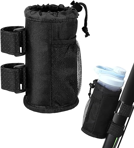 Trinkflaschenhalter Fahrrad mit Netztaschen, Getränkehalter Fahrrad Isoliert, Fahrrad-Trinkflaschenhalter Geeignet für Klappräder, Kinderwagen, Schraubenlose Fahrräder (Schwarz) - Ruaus