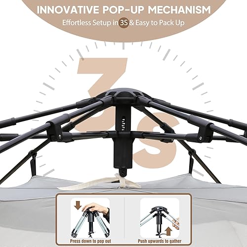 Chihee Pop-Up Stand-up Zelt Camping Zelte, Familien-Kabinenzelt mit Markise Veranda 3-Personen Outdoor-Zelt mit Bildschirm Raum große Kapazität, Wasserdicht und Winddicht, einfacher Aufbau, Wandern - Ruaus