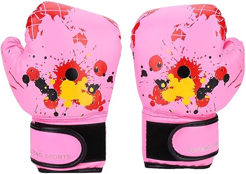 Kinder Boxhandschuhe 3-12 Jahre Kids Punching Handschuhe, Mini Box-Handschuhe Junior für Jungen & Mädchen, Training Gloves für Boxen, MMA, Muay Thai, Kickboxen, Boxsack Training, Rosa - Ruaus