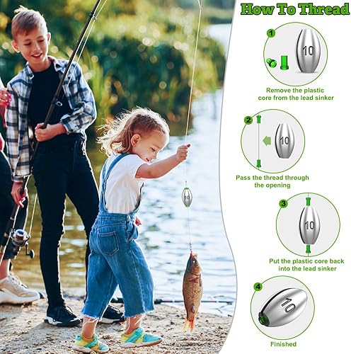 Editbar 55 Stück Laufblei Angeln, Blei Angeln Set, Sinker Angelblei Blei, Schrotblei Angeln Drop Shot Blei, Grundblei Angeln Set für Outdoor Sportarten Angeln, 2G/3G/4G/5G/7G/8G/10G/15G/20G - Ruaus