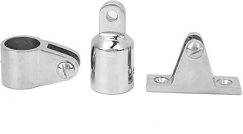 12 Stück 3-Bogen Bimini Top Scharnier Schienenmontage Boot Bimini Top Abdeckkappe Edelstahl Bootsbeschläge Hardware Scharnier Montage Kiefer Schieber Bimini Top Eye End Kit - Ruaus