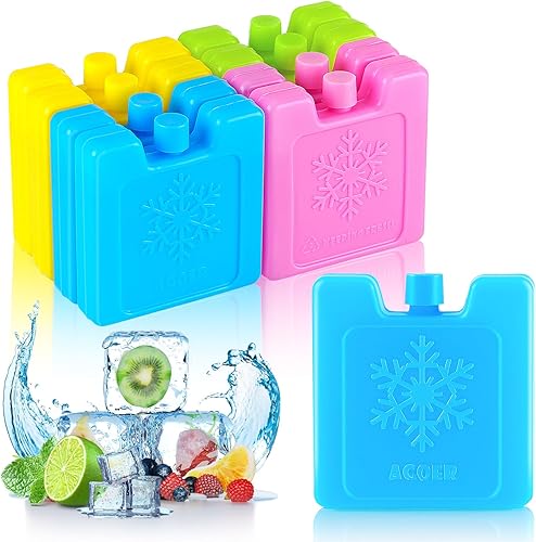 Agoer Kühlakkus für Kühlbox 4 Farben, 6/8/12 Stück Mini Kühlakku 7.5 x 7.5cm - Kleine Kühlpads Ice Packs Kühlpack für Brotdose Lunchbox Kühlbox - Ruaus