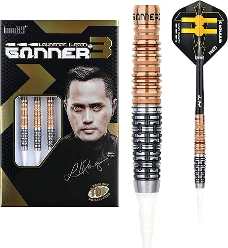 ONE80 Soft Dart Lourence Ilagan The Gunner 3 VHD 90% Tungsten Softtip Dart Softdart Dartpfeile Set mit Schäften und Flights Hochwertige Tungsten Softdarts - Ruaus