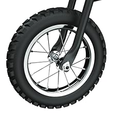 eine Nahaufnahme der 12"-Reifen des Elektromotorrads MX125 in Pink